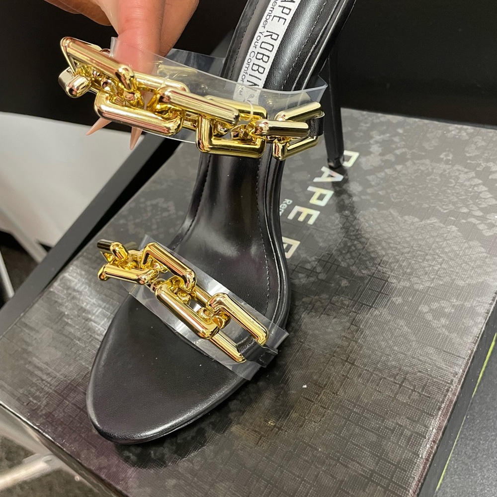 Black and gold Cuban link shoe